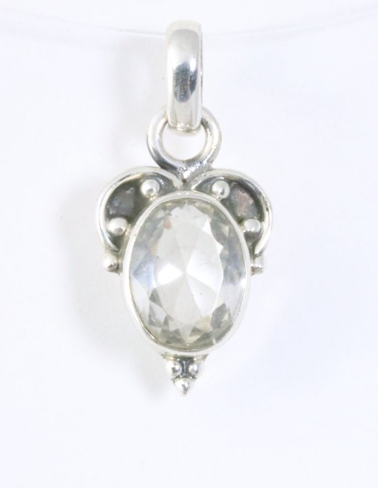 Fijne bewerkte zilveren hanger met bergkristal afbeelding 1