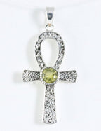 Bewerkte zilveren ankh hanger met citrien afbeelding 1
