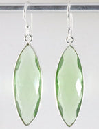 Lange zilveren oorbellen met groene amethist afbeelding 1