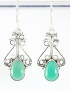 Opengewerkte zilveren oorbellen met groene onyx afbeelding 1