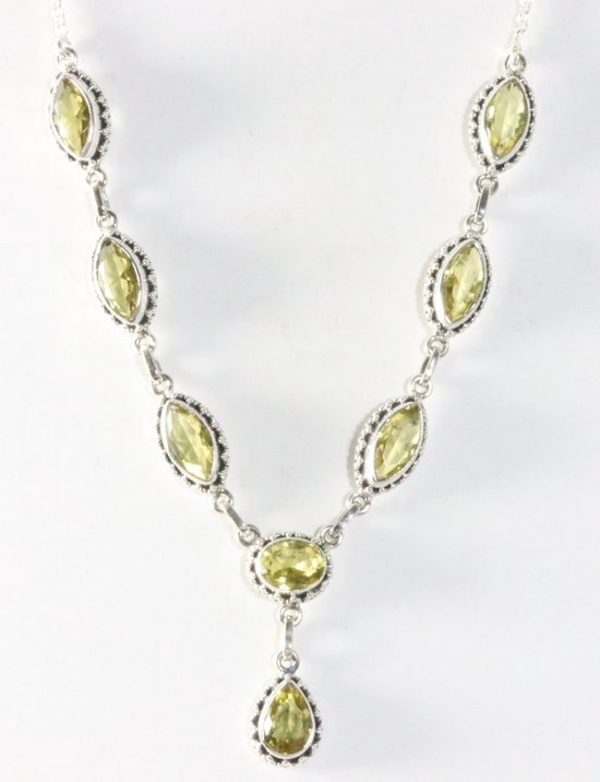 Bewerkte zilveren ketting met citrien afbeelding 1