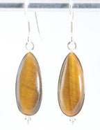 Druppelvormige zilveren oorbellen met tijgeroog afbeelding 1