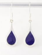 Druppelvormige zilveren oorbellen met lapis lazuli afbeelding 1