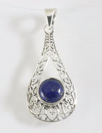 Opengewerkte zilveren hanger met lapis lazuli afbeelding 1