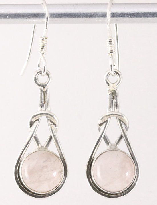 Zilveren oorbellen met rozenkwarts afbeelding 1