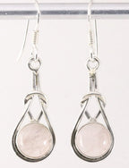 Zilveren oorbellen met rozenkwarts afbeelding 1