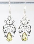 Opengewerkte zilveren oorbellen met citrien afbeelding 1