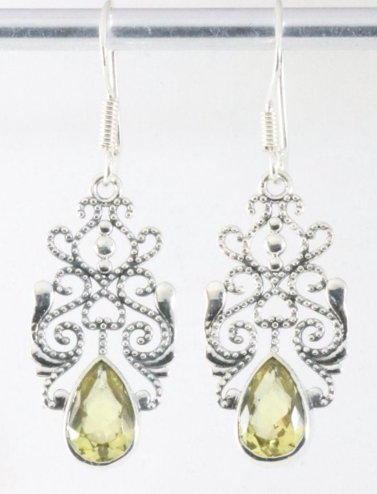 Opengewerkte zilveren oorbellen met citrien afbeelding 1