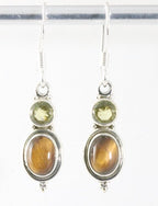 Fijne bewerkte zilveren oorbellen met tijgeroog en citrien afbeelding 1