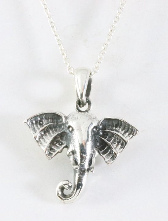 Zilveren olifant hanger aan ketting afbeelding 1
