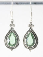 Bewerkte zilveren oorbellen met groene amethist afbeelding 1