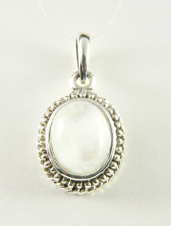 Fijne bewerkte zilveren hanger met regenboog maansteen afbeelding 1