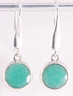 Lange hoogglans zilveren oorbellen met smaragd afbeelding 1