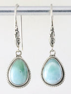 Traditionele bewerkte zilveren oorbellen met larimar afbeelding 1