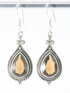 Bewerkte zilveren oorbellen met rookkwarts afbeelding 1