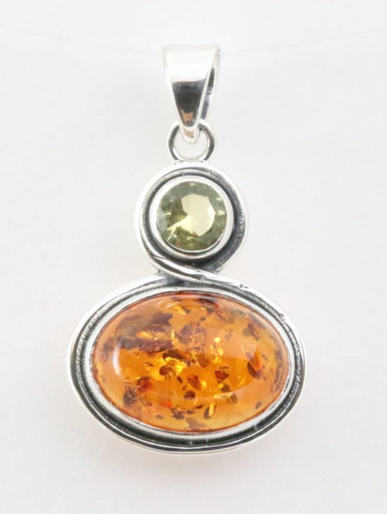 Zilveren hanger met amber en citrien afbeelding 1
