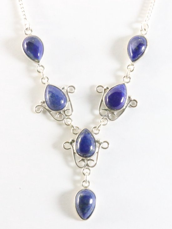 Zilveren ketting met lapis lazuli afbeelding 1