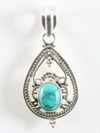 Opengewerkte zilveren hanger met turkoois afbeelding 1