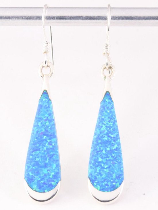 Druppelvormige zilveren oorbellen met Australische opaal afbeelding 1