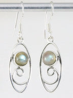 Opengewerkte zilveren oorbellen met labradoriet afbeelding 1