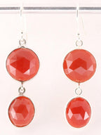 Lange zilveren oorbellen met carneool afbeelding 1