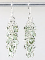 Trosvormige zilveren oorbellen met groene amethist afbeelding 1