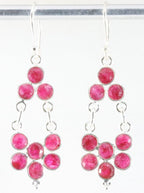 Lange zilveren oorbellen met robijn afbeelding 1