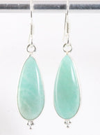 Druppelvormige zilveren oorbellen met groene amazoniet afbeelding 1