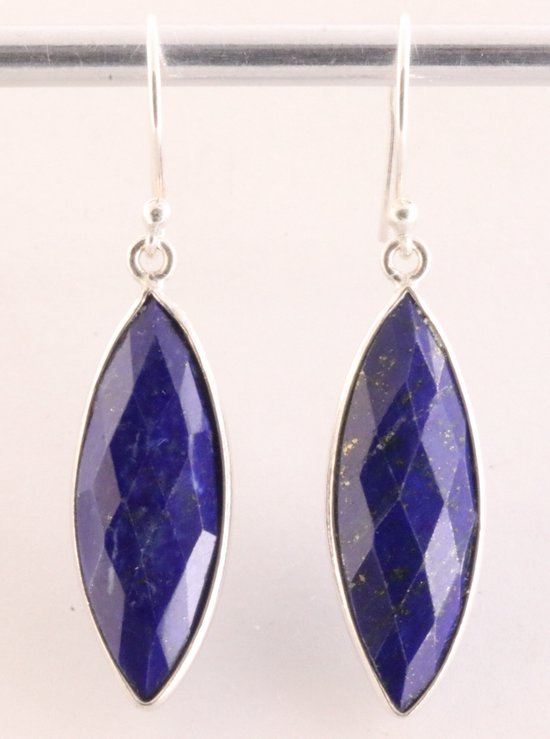 Zilveren oorbellen met gefacetteerde lapis lazuli afbeelding 1