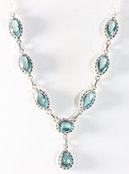 Bewerkte zilveren ketting met blauwe topaas afbeelding 1