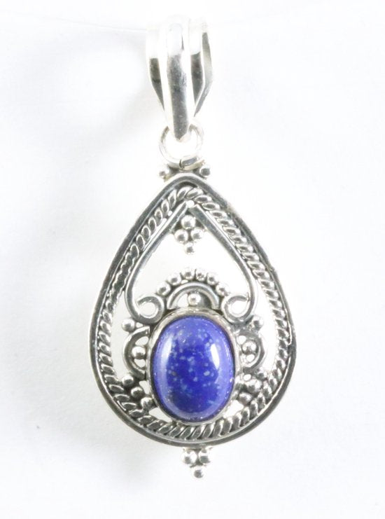 Opengewerkte zilveren hanger met lapis lazuli afbeelding 1