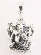 Zware zilveren Ganesha hanger afbeelding 6