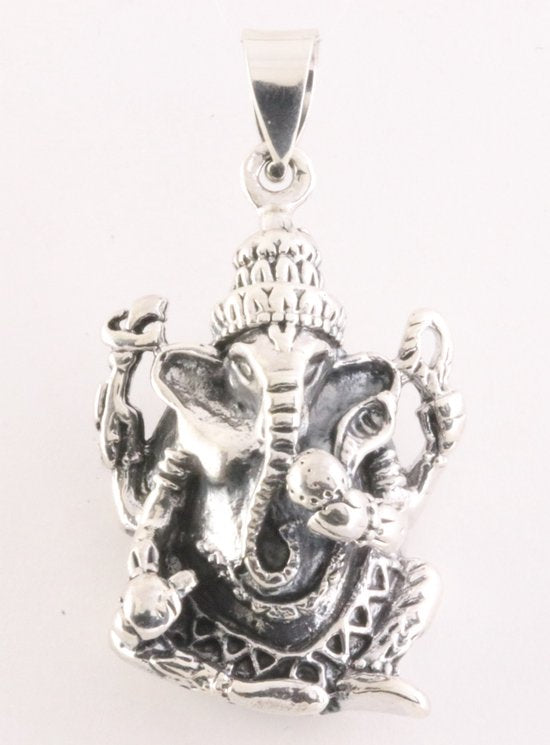 Zware zilveren Ganesha hanger afbeelding 6