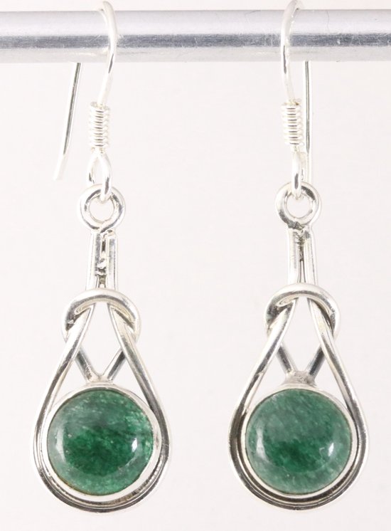 Zilveren oorbellen met jade afbeelding 1