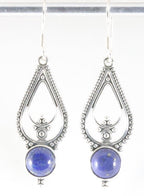 Lange opengewerkte zilveren oorbellen met lapis lazuli afbeelding 1