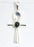 Fijne zilveren ankh hanger met onyx afbeelding 1