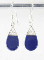 Fijne opengewerkte zilveren oorbellen met lapis lazuli afbeelding 1