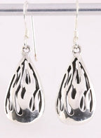 Opengewerkte druppelvormige zilveren oorbellen afbeelding 1