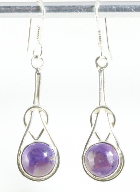 Zilveren oorbellen met paarse charoiet afbeelding 1