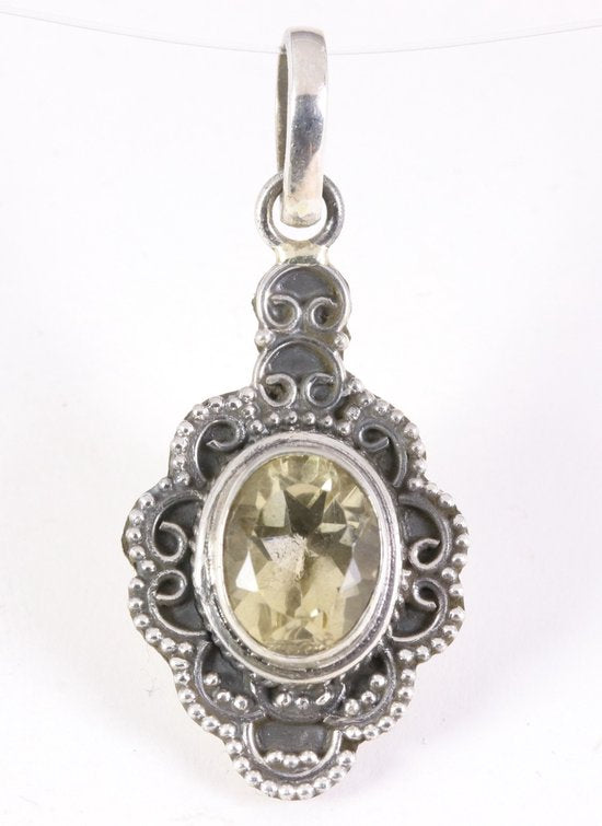 Bewerkte zilveren hanger met citrien afbeelding 1