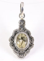 Bewerkte zilveren hanger met citrien afbeelding 1