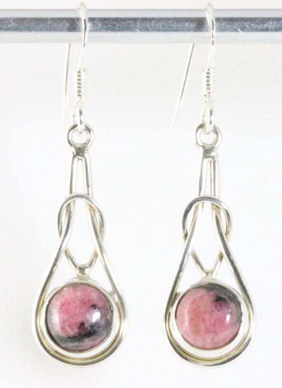Zilveren oorbellen met rhodoniet afbeelding 1
