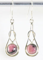 Zilveren oorbellen met rhodoniet afbeelding 1