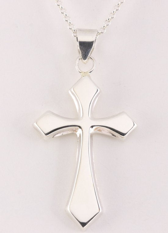 Hoogglans zilveren kruishanger aan ketting afbeelding 5