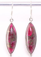 Lange zilveren oorbellen met rode koperturkoois afbeelding 1