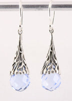 Bewerkte zilveren pegel oorbellen met aquamarijn afbeelding 1