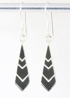 Fijne zilveren oorbellen met onyx afbeelding 1