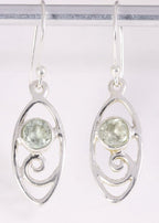 Fijne opengewerkte zilveren oorbellen met groene amethist afbeelding 1