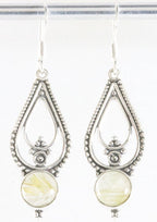 Lange opengewerkte zilveren oorbellen met gouden rutielkwarts afbeelding 1