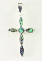 Zilveren kruishanger met abalone schelp afbeelding 1